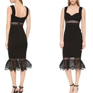 Self-Portrait Olivia Crepe Dress Black Lace Bottom Size US 2